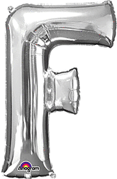 Silver Letter "F" Shape Mylar Supershape Balloon 34 Inch